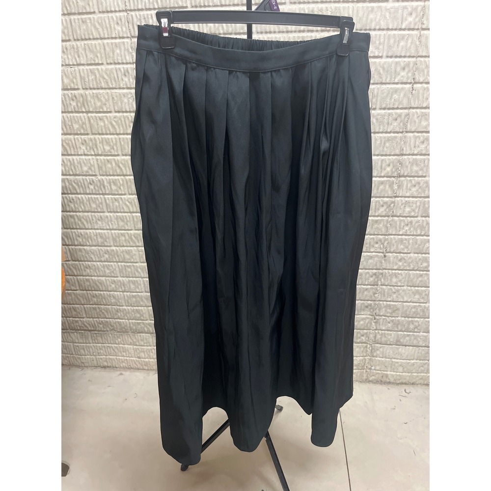 Target Black Pleated Midi Skirt Recycled Polyester Elastic Waist Pockets XL